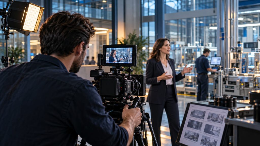 como criar um vídeo institucional com direção e filmagem profissional em ambiente industrial